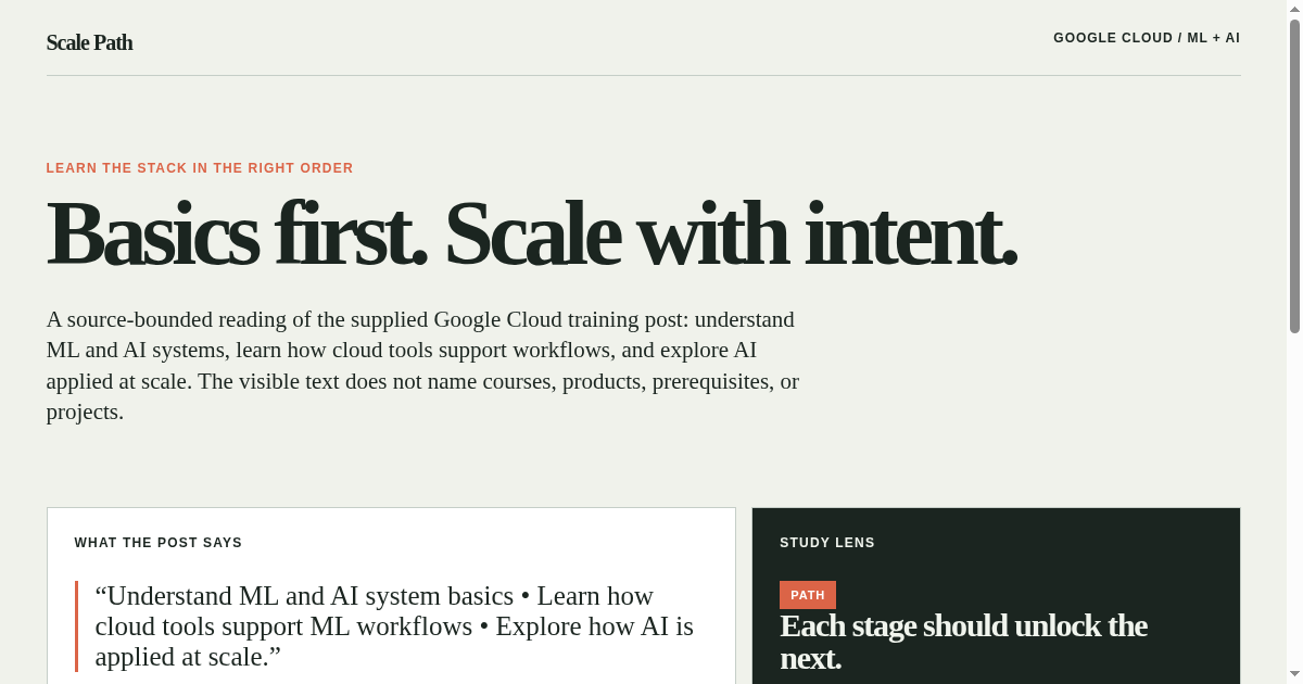 Scale Path / Google Cloud ML preview