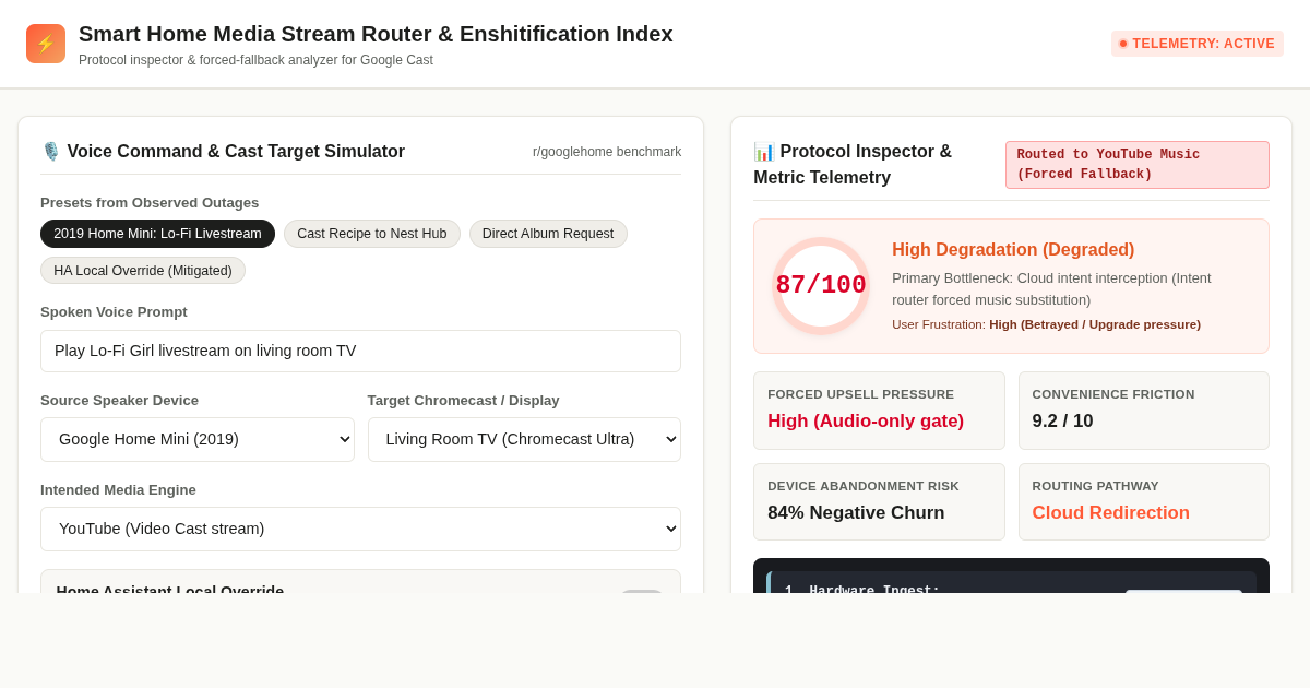 Smart Home Stream Router & Enshitification Index preview