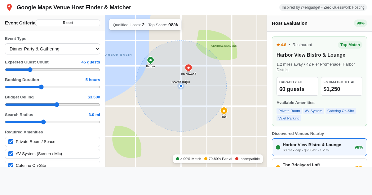 Google Maps Venue Host Finder & Matcher preview