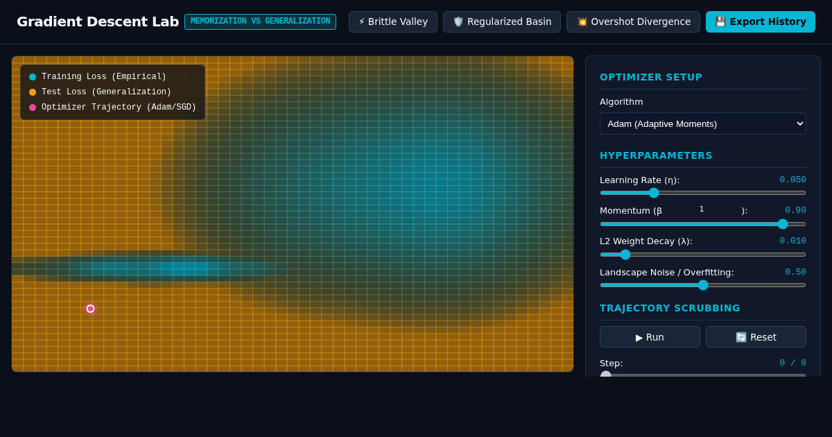 Gradient Descent Memorization vs Generalization Visual Lab preview