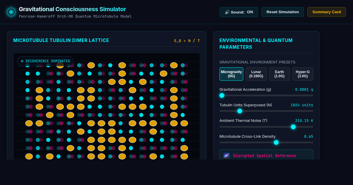 Gravitational Consciousness Simulator: Orch-OR Microtubule Coherence Model preview