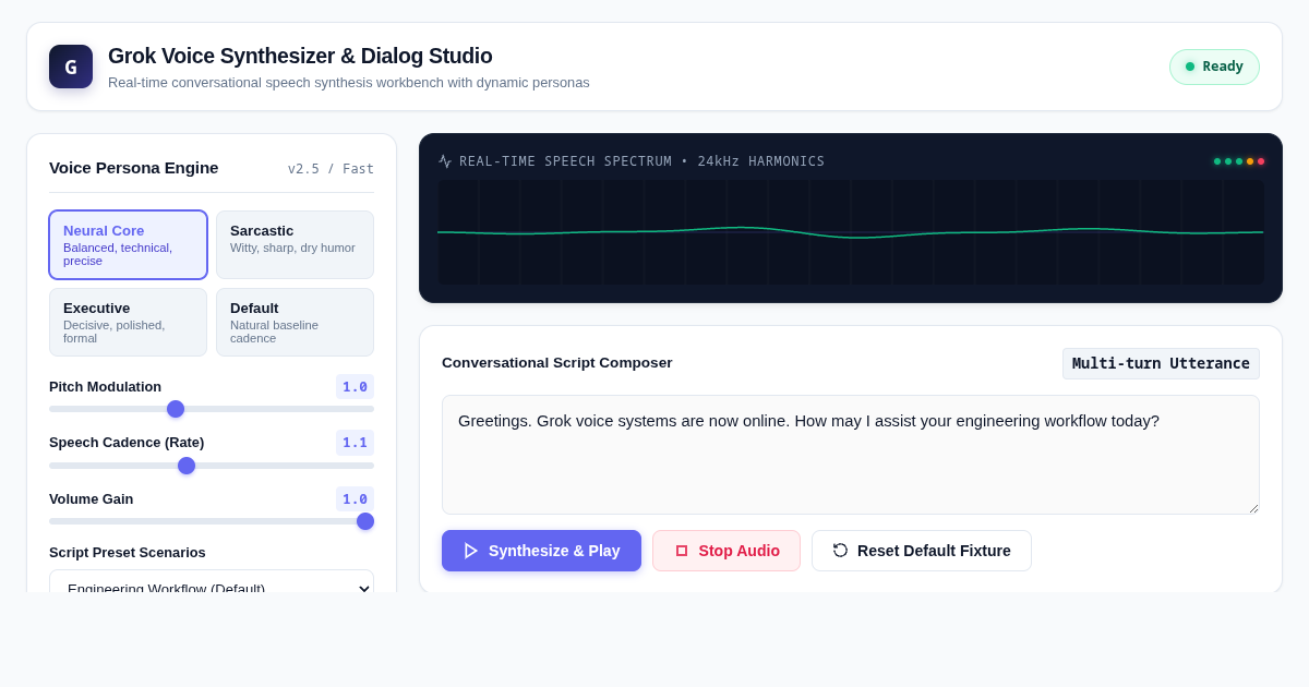 Grok Voice Synthesizer & Dialog Studio preview