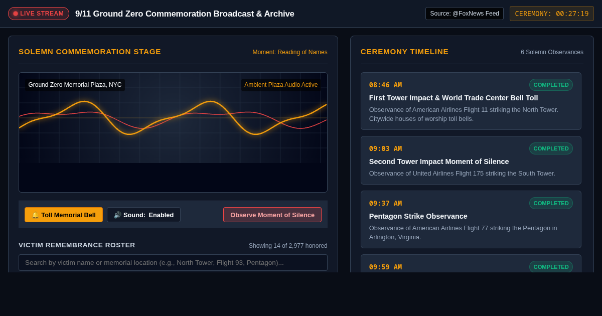 9/11 Ground Zero Commemoration Broadcast & Timeline Archive Explorer preview