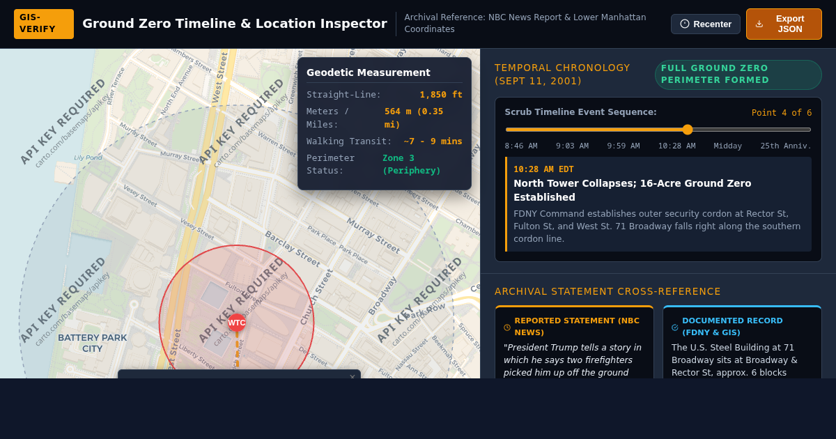 Ground Zero Timeline & Location Inspector | Lower Manhattan Geospatial Verification preview