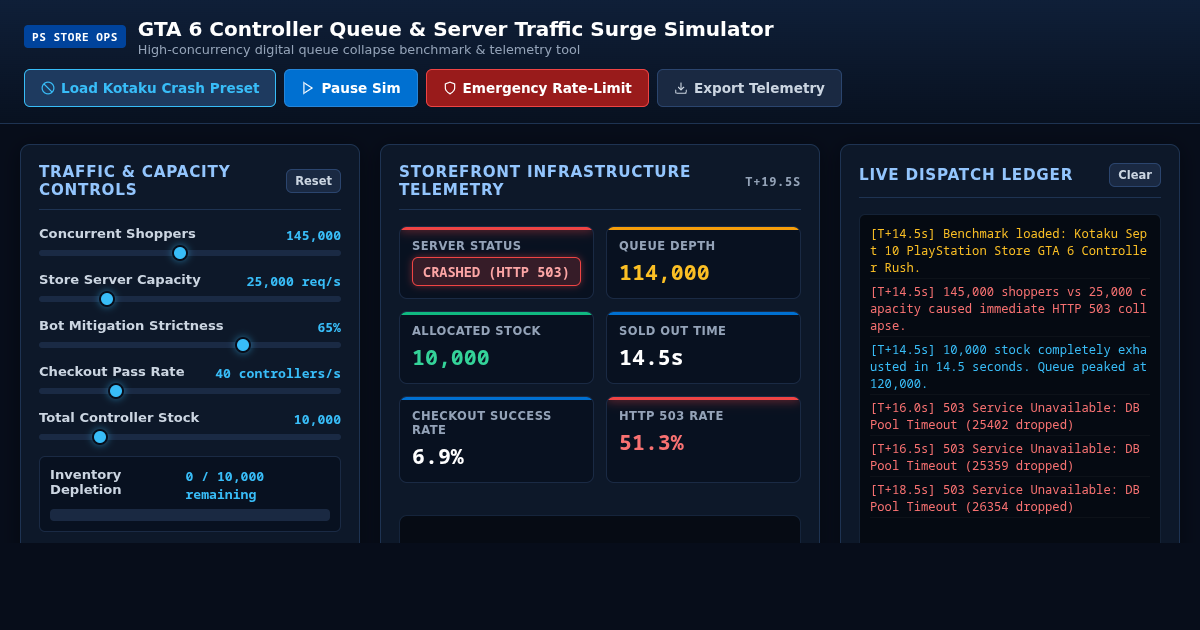GTA 6 Controller Queue & Server Traffic Surge Simulator preview