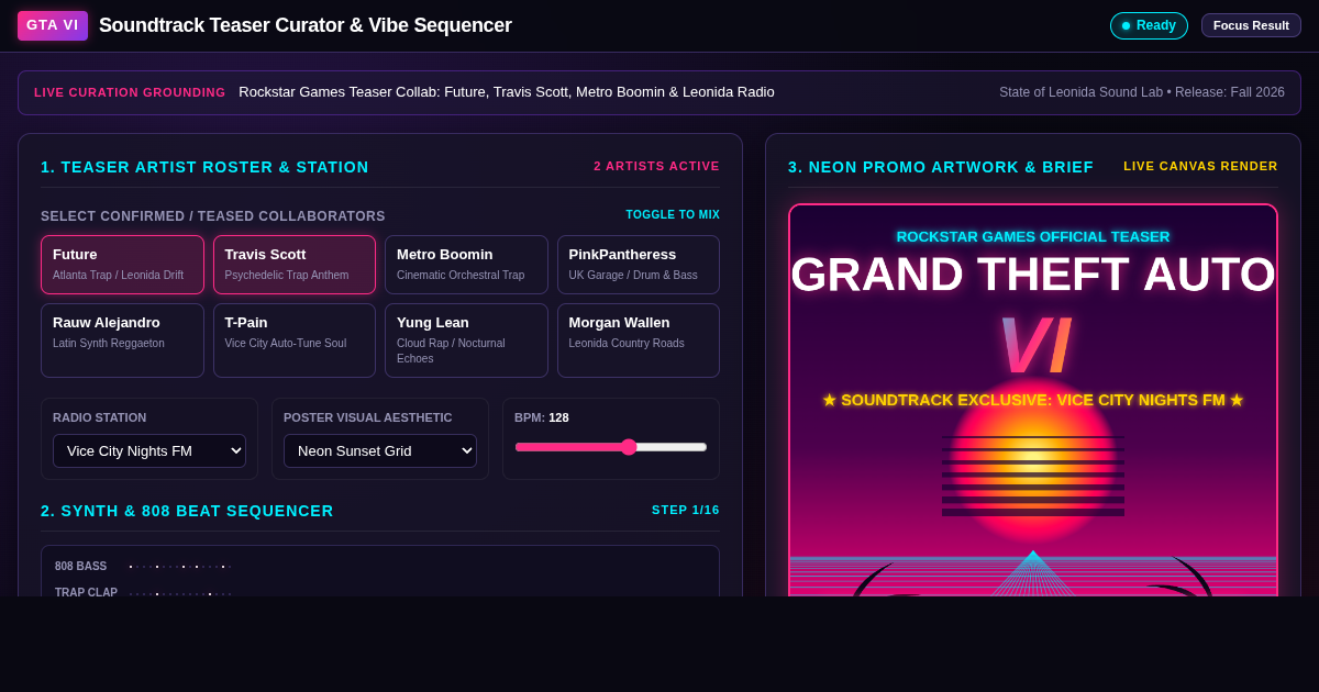 GTA VI Soundtrack Teaser Curator & Artist Vibe Sequencer preview