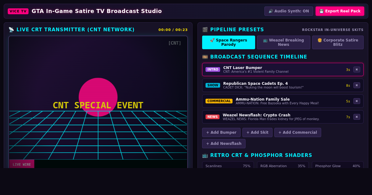 GTA In-Game Satire TV Broadcast Studio | Vice City Broadcast Suite preview