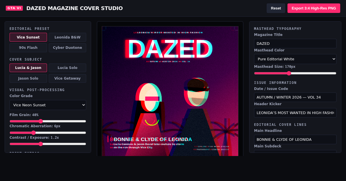 GTA VI Dazed Magazine Cover Studio preview