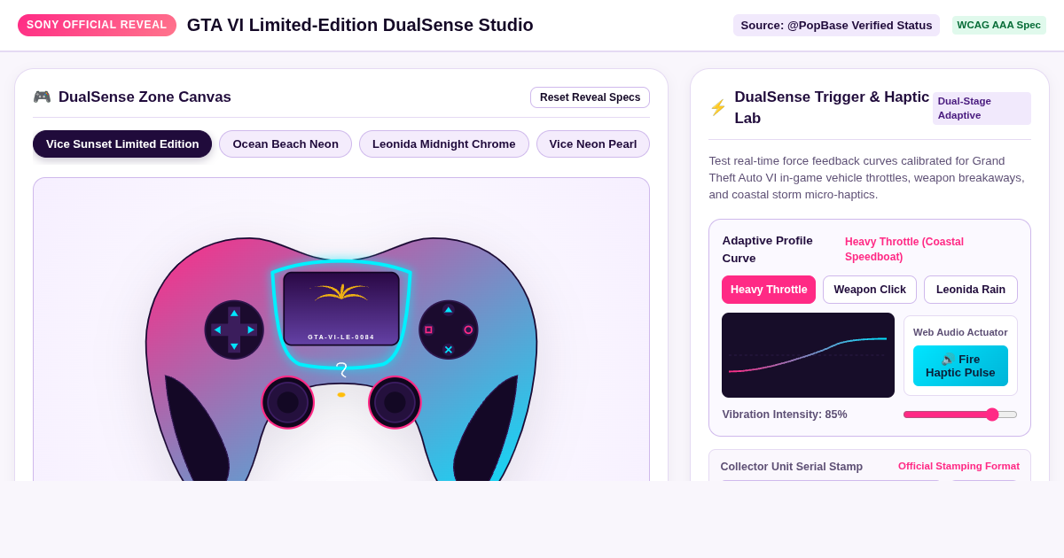 GTA VI Limited-Edition DualSense Studio & Spec Inspector preview