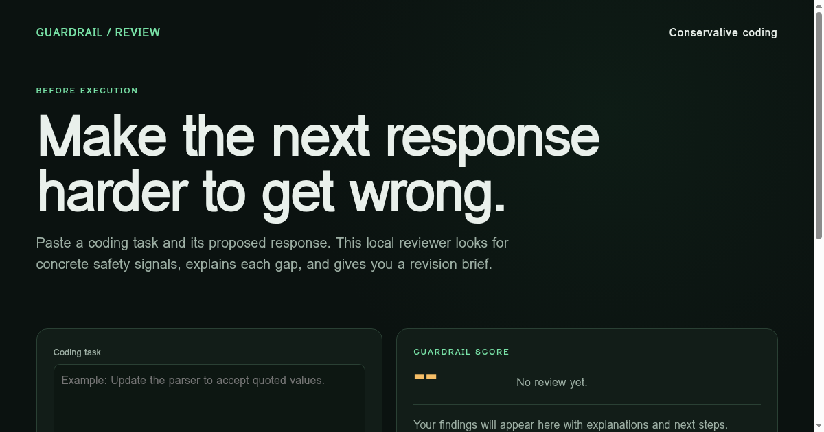 Guardrail Reviewer | Conservative Coding preview
