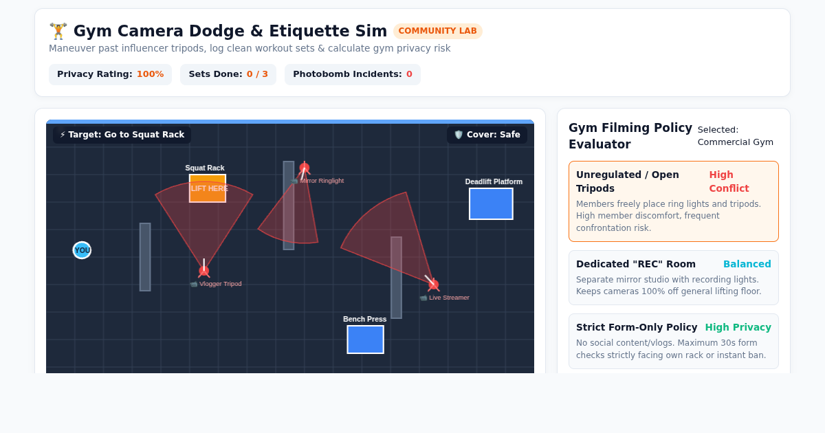 Gym Camera Dodge & Etiquette Simulator preview