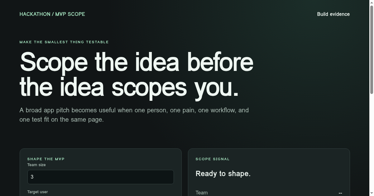 Hackathon MVP Scope preview