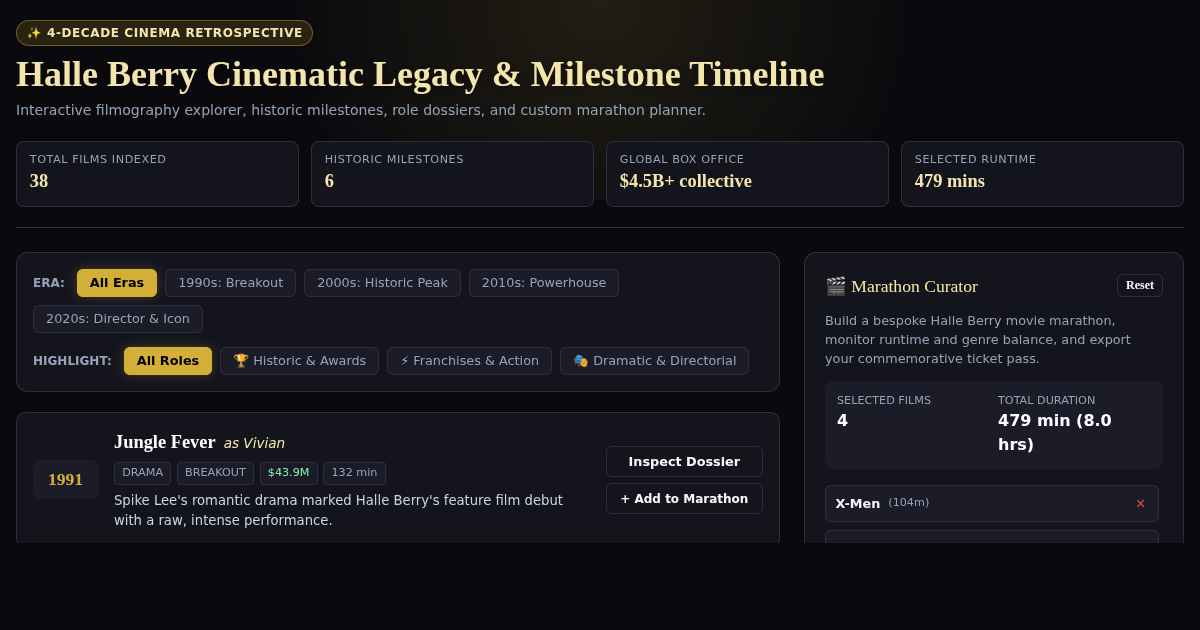 Halle Berry Cinematic Legacy & Milestone Timeline preview