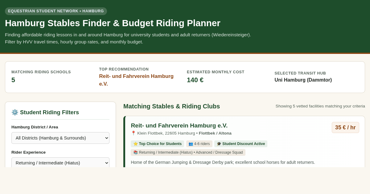 Hamburg Stables Finder & Student Riding Planner preview