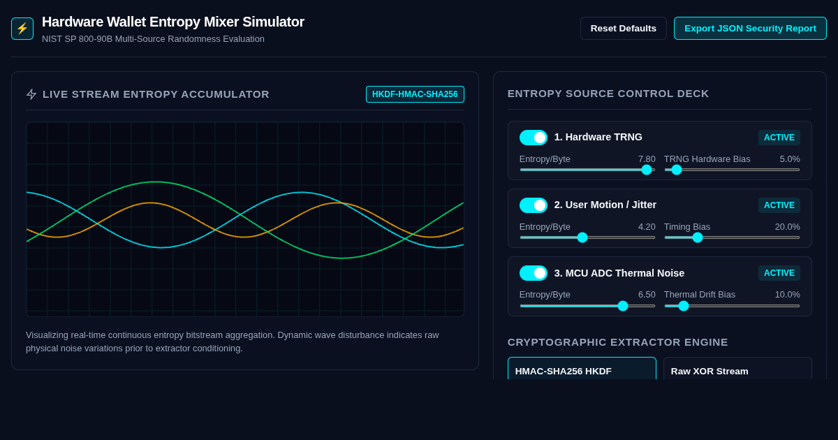 Hardware Wallet Multi-Source Entropy Mixer Simulator preview
