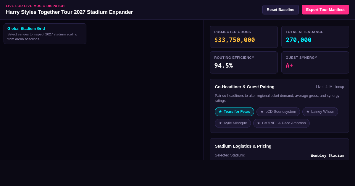 Harry Styles Together Tour Stadium Expander & Lineup Planner preview