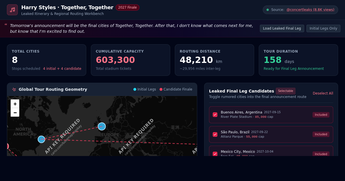 Together Together 2027 Tour Route & Announcement Planner preview