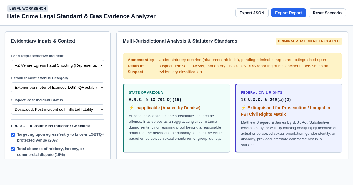 Hate Crime Legal Standard & Bias Evidence Analyzer preview