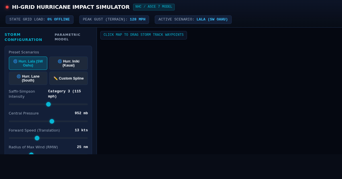 Hawaiian Island Hurricane Track & Grid Impact Simulator preview