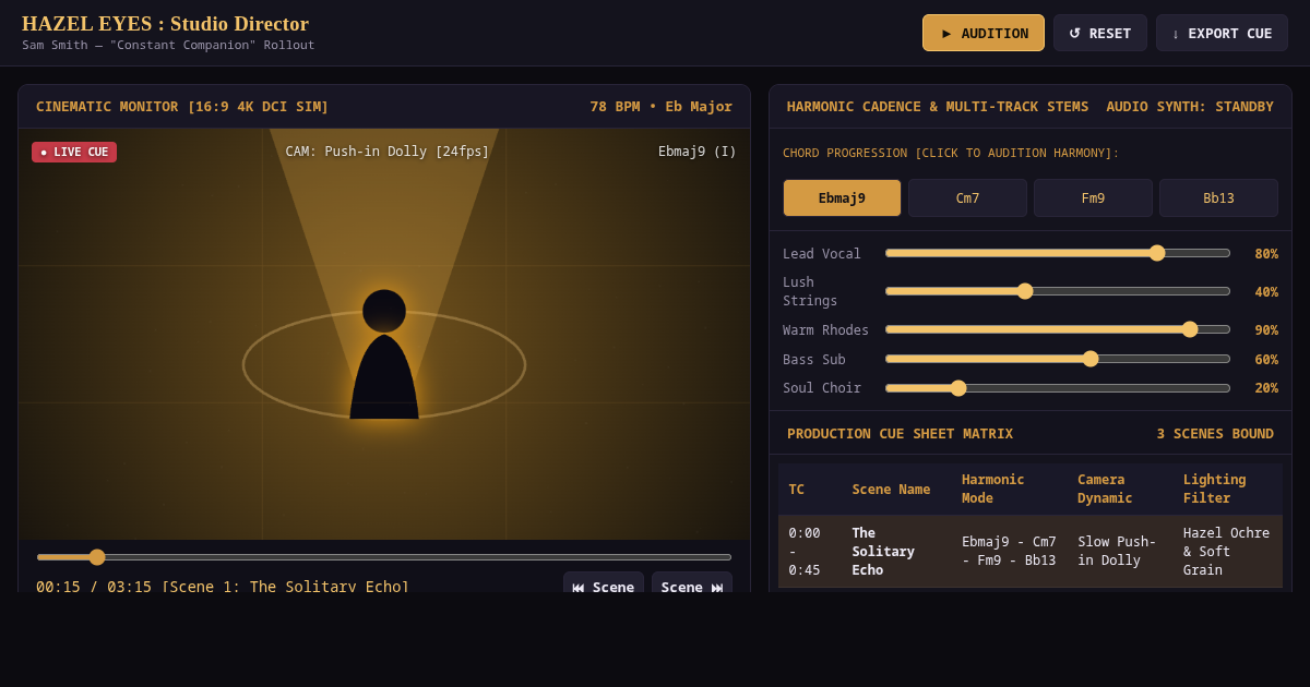 Hazel Eyes & Constant Companion — Audiovisual Storyboard Studio preview