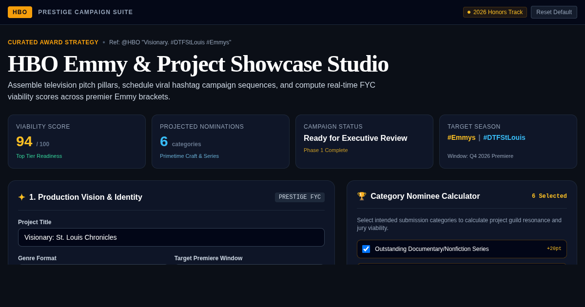 HBO Emmy & Project Showcase Studio | Visionary Campaign Suite preview