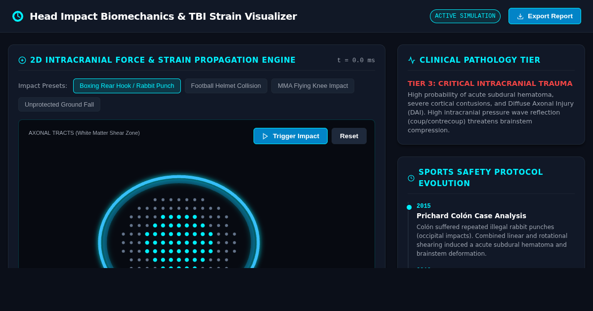 Head Impact Biomechanics & TBI Strain Visualizer preview