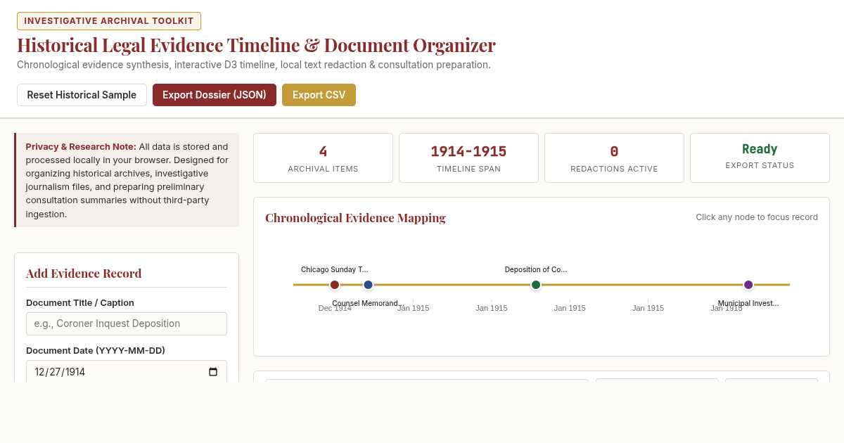 Historical Legal Evidence Timeline & Document Organizer preview