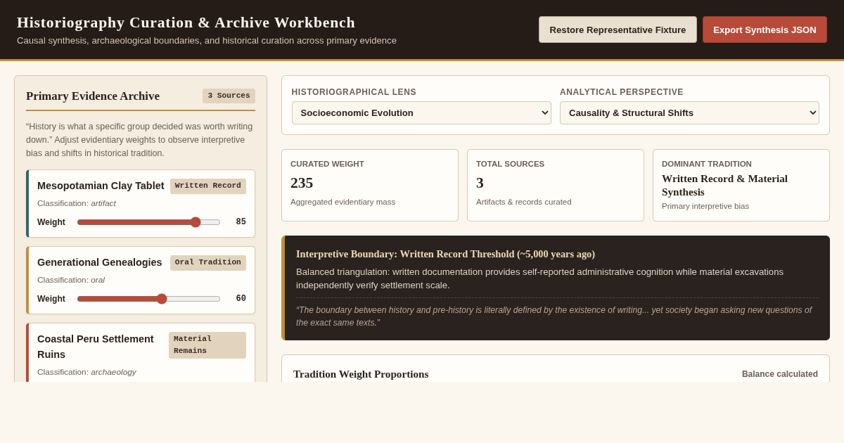 Historiography Curation & Archive Workbench preview