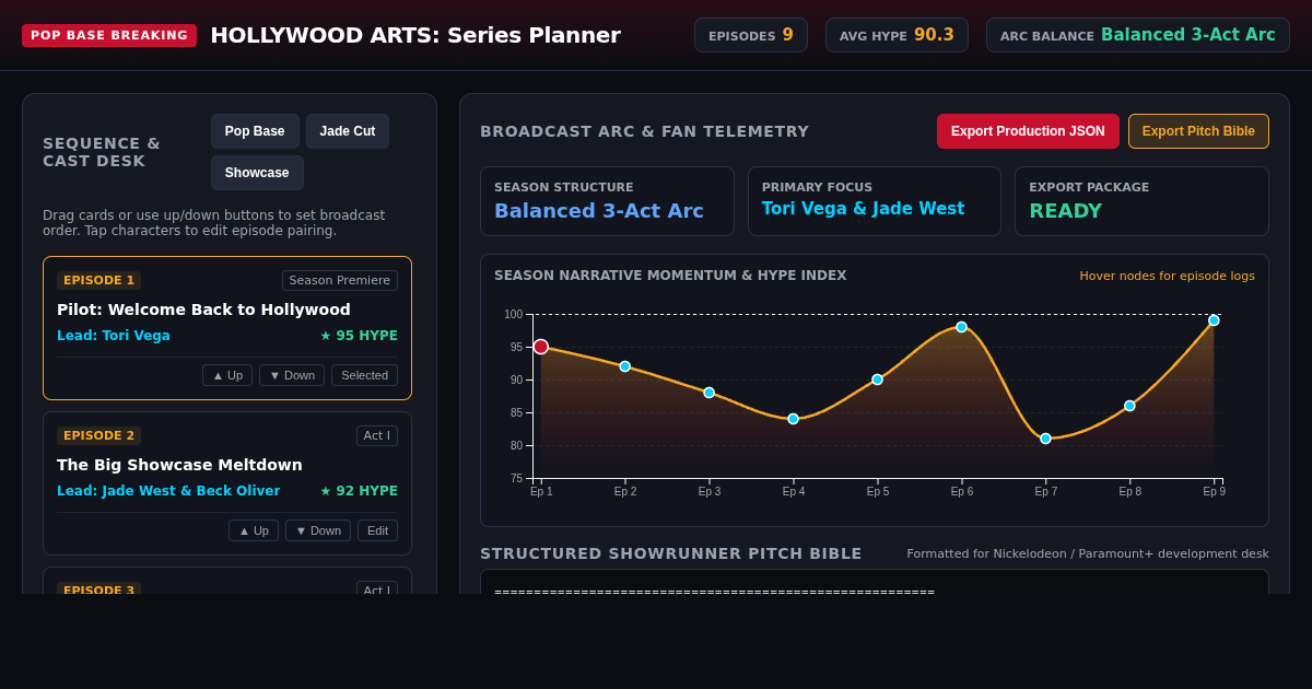Hollywood Arts Episode Title Studio & Series Planner preview