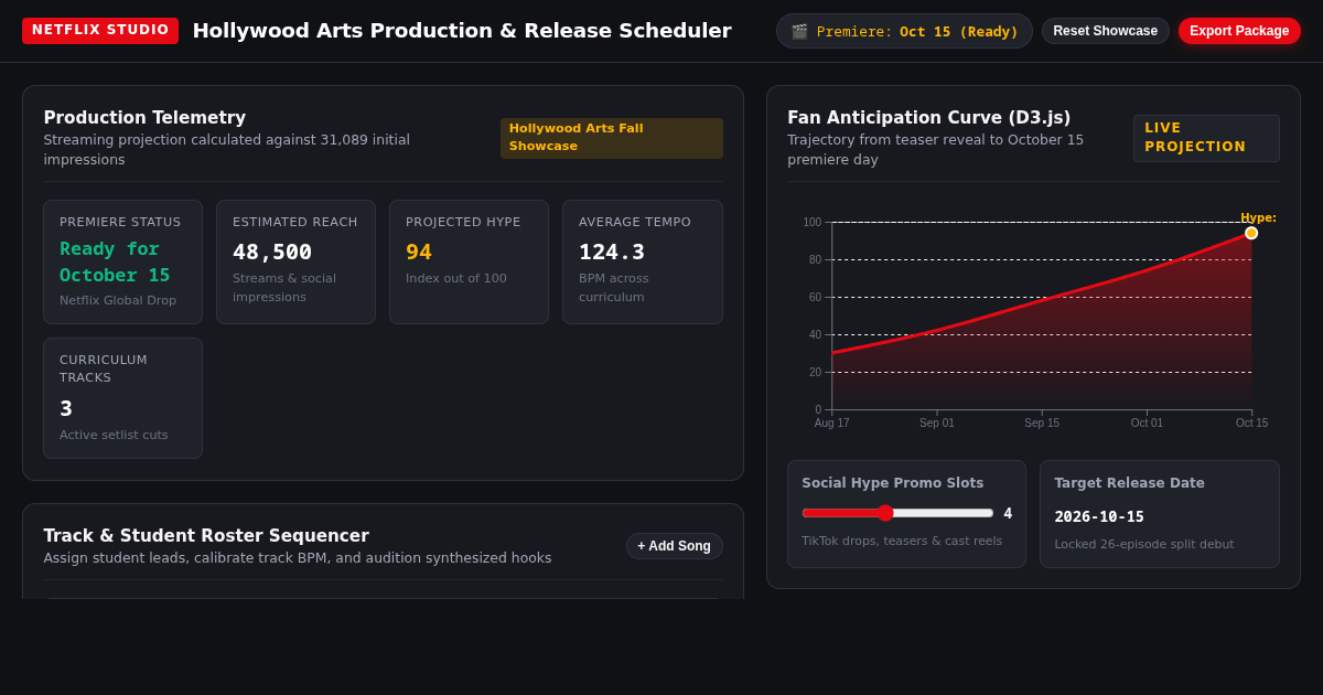 Hollywood Arts Production & Release Scheduler preview