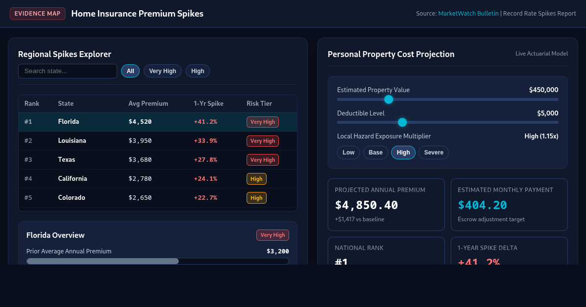 Home Insurance Premium Spikes Evidence Map & Cost Calculator preview