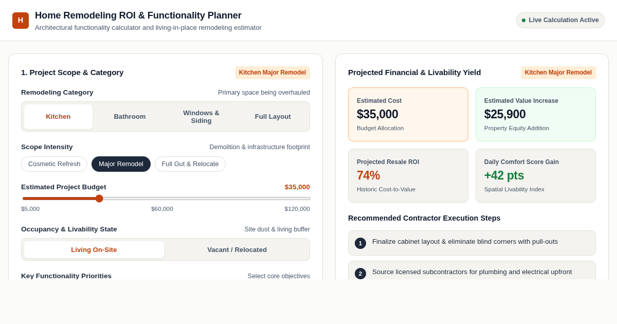 Home Remodeling ROI & Functionality Planner preview