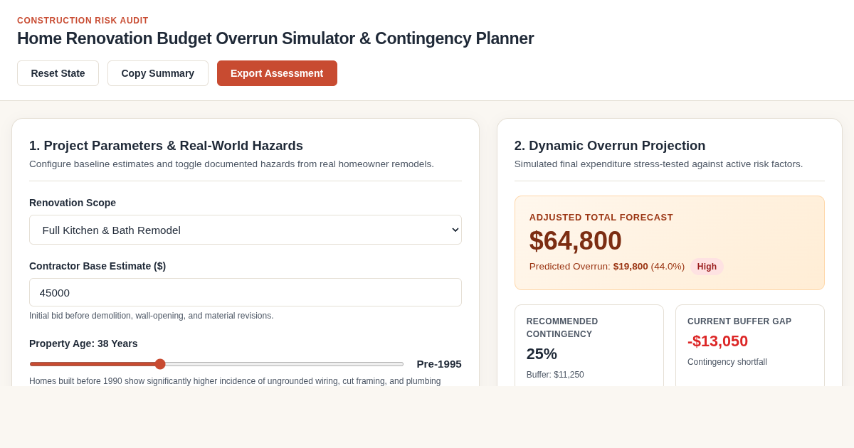 Home Renovation Budget Overrun Simulator & Contingency Planner preview