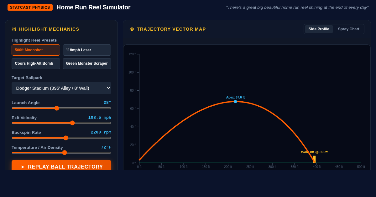 MLB Home Run Reel Trajectory & Distance Simulator preview
