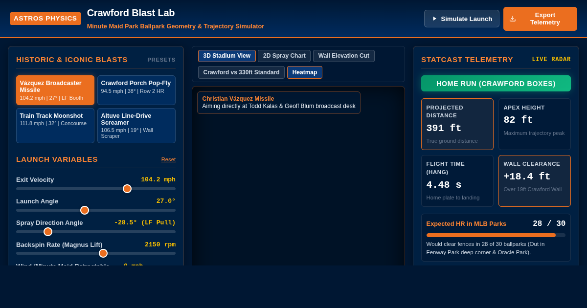 Crawford Blast Lab: Ballpark Geometry & Trajectory Simulator preview