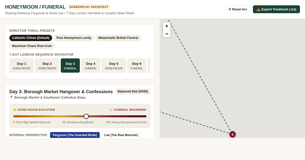 HONEYMOON / FUNERAL — London Week Narrative Architect preview