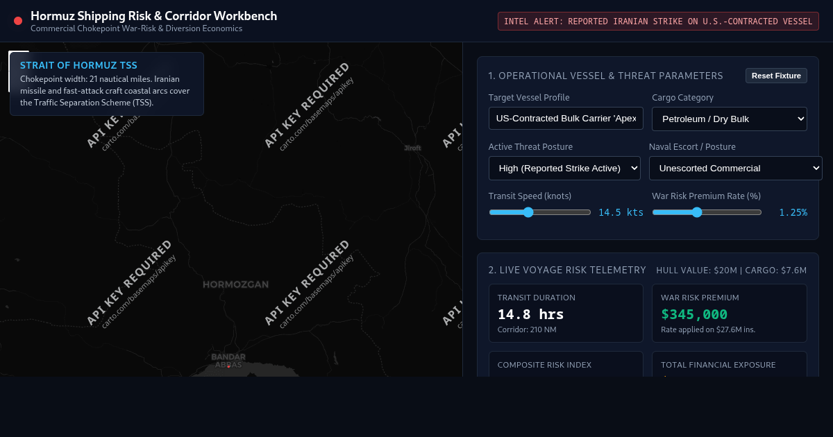 Strait of Hormuz Commercial Shipping Risk & Transit Routing Workbench preview