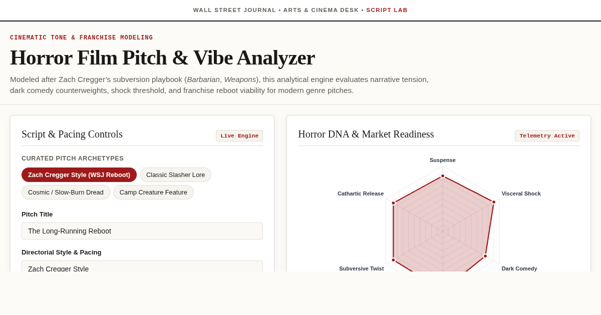 Horror Film Pitch & Vibe Analyzer preview