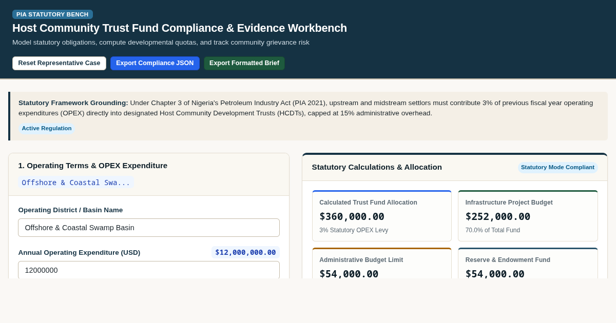 Host Community Trust Fund Compliance & Evidence Workbench preview