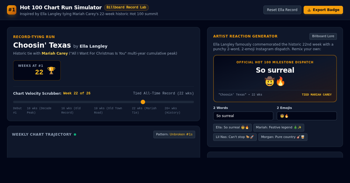 Hot 100 Chart Run Simulator | Ella Langley 22-Week Streak preview