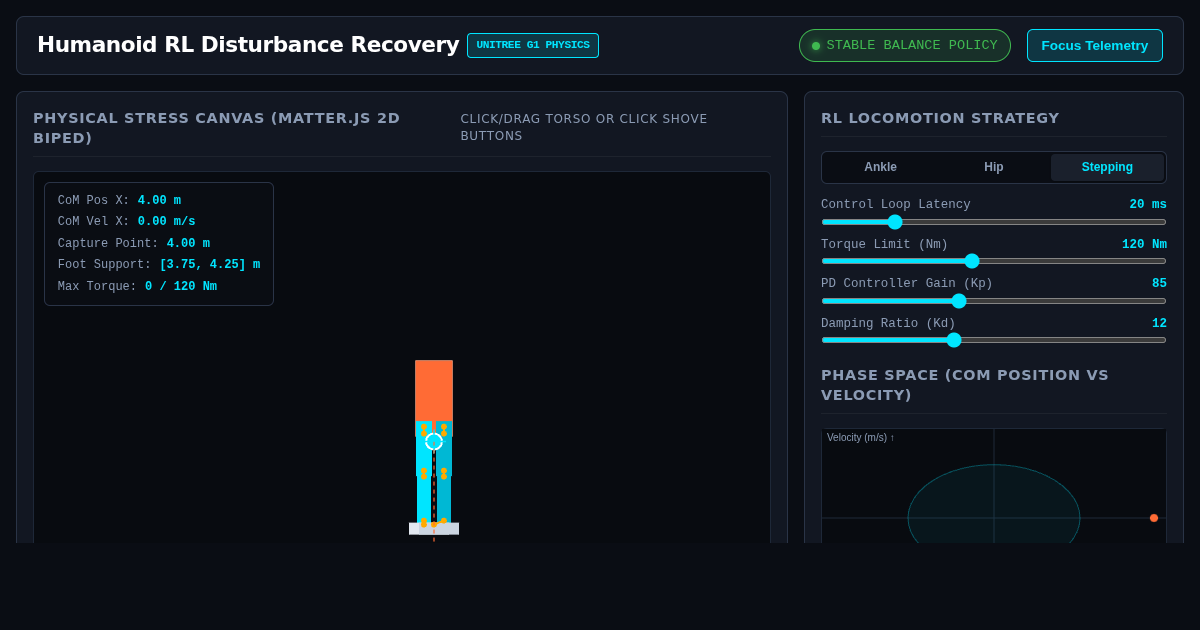 Humanoid RL Disturbance Recovery Simulator preview