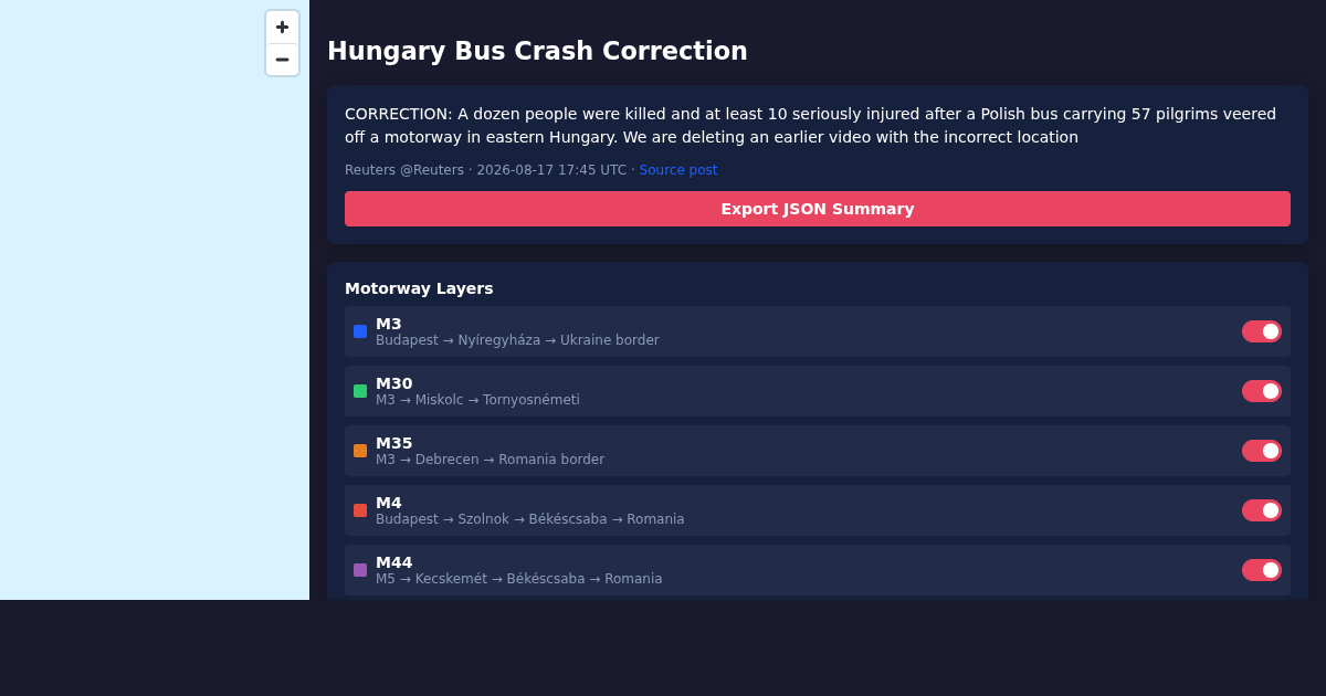 Hungary Bus Crash Correction Map preview