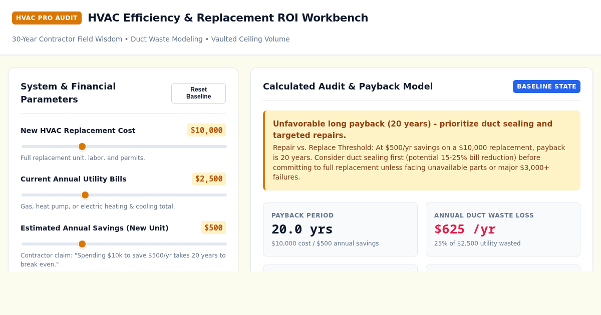 HVAC Efficiency & Replacement ROI Workbench preview