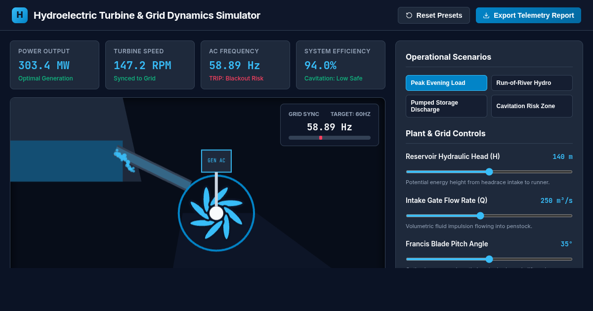 Hydroelectric Turbine & Grid Dynamics Simulator preview