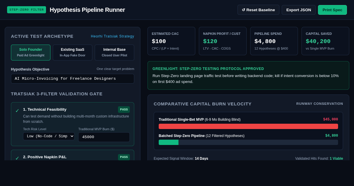 Hypothesis Pipeline Runner | Pre-MVP Validation Workbench preview