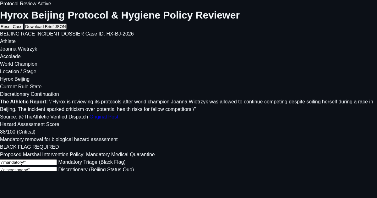 Hyrox Beijing Protocol & Hygiene Policy Reviewer preview