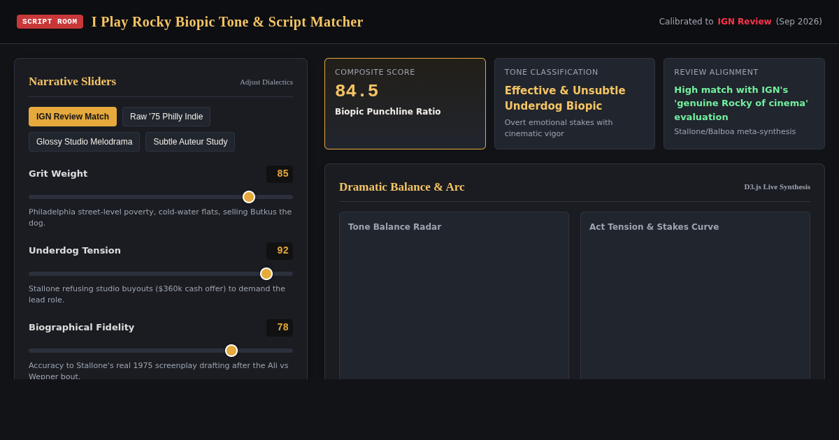 I Play Rocky Biopic Tone & Script Matcher preview