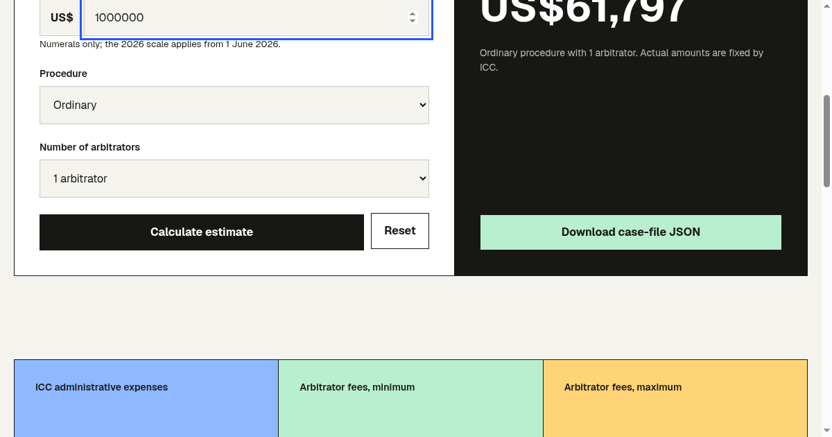 ICC 2026 Cost Estimator preview