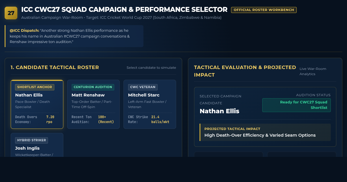 ICC CWC27 Squad Campaign & Performance Selector preview
