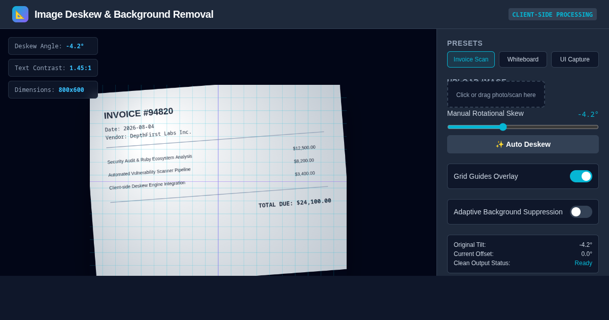 Image Deskew & Background Removal Tool preview